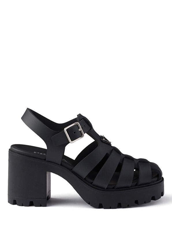 Prada Siyah Platformlu Kadın Topuklu Sandalet - 1