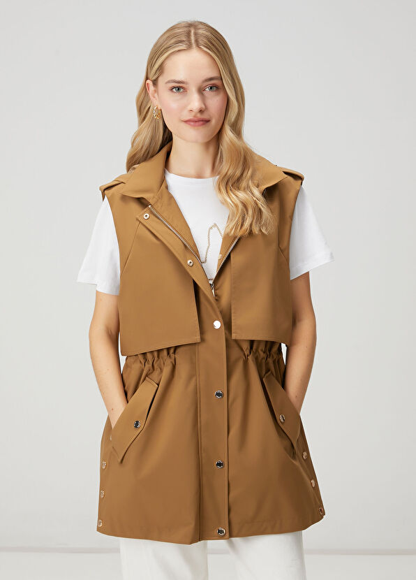Beymen Club Camel Windbreaker Detail Long Vest - 1