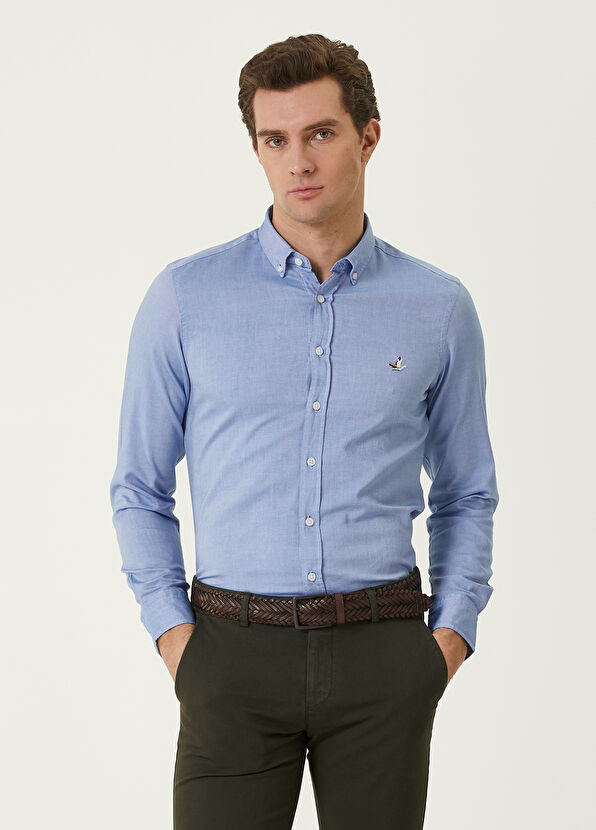Beymen Club Slim Fit Mavi Oxford Gömlek - 1