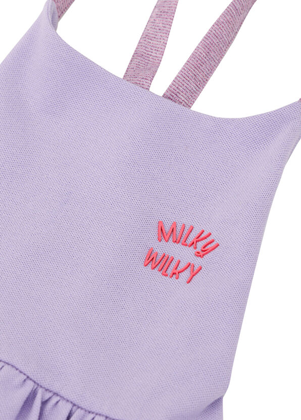 Lila Simli Askılı Sırt Dekolteli Kız Çocuk Elbise - Görsel 3