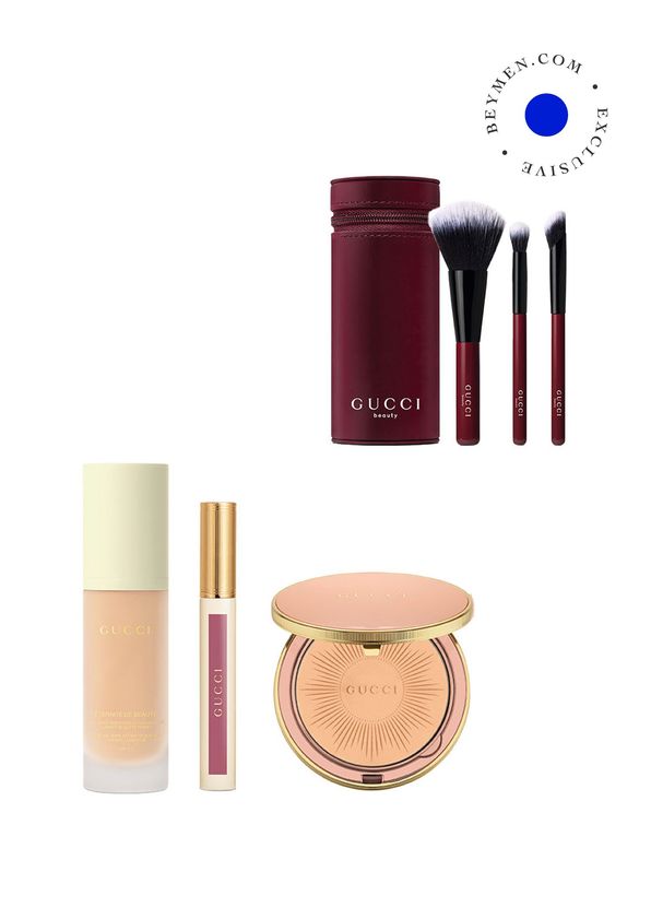 Gucci Glow Oil-in-Water Tint Dark Orange 308 + Beauty Matte Powder Revamp 03 Warm + Matt Foundation Liquid 230W Warm Fair Medium + Gucci Fırça Makyaj Seti - 1