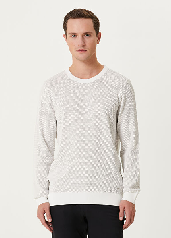 Beymen Club Off-White Honeycomb Textured Sweater - 1