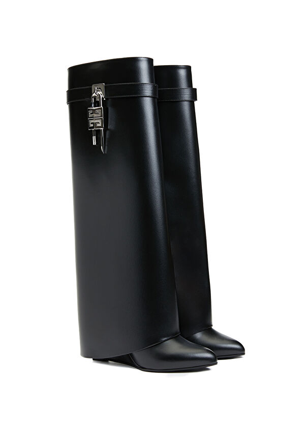 Shark Lock Siyah Kadın Deri Çizme - Görsel 3