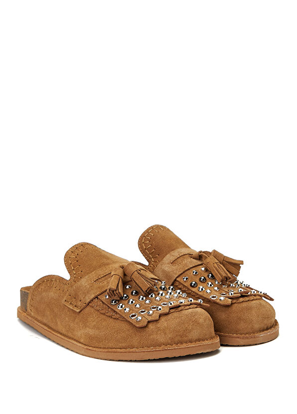 Beymen Club Camel Püskül Detaylı Kadın Süet Sabo Terlik - 2