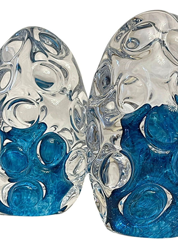 2in1 Design Studio Blue Glass Bubble 2-Piece Sphere Decorative Object - 2