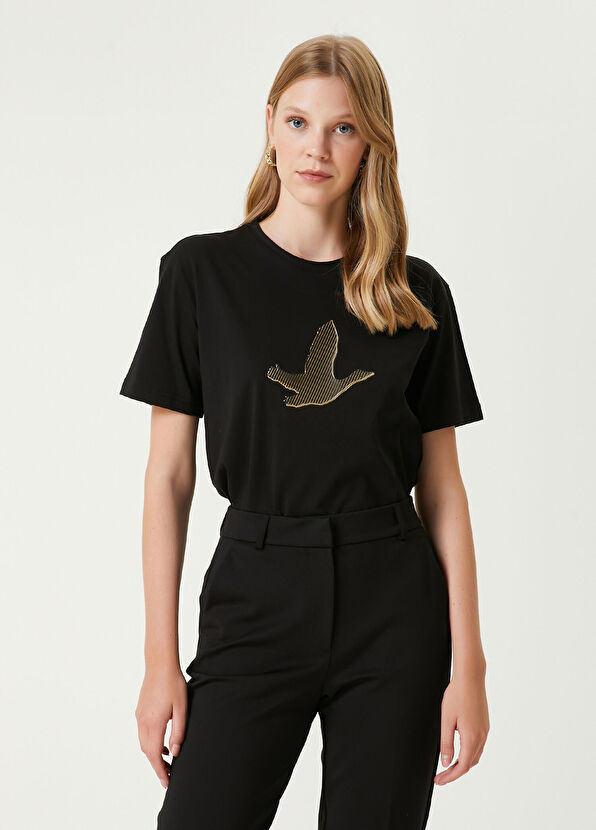 Beymen Club Siyah Gold Logolu T-shirt - 4