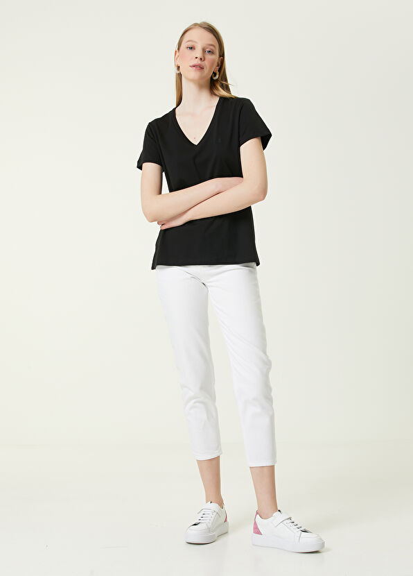 Beymen Club Siyah V Yaka Dökümlü T-shirt - 2