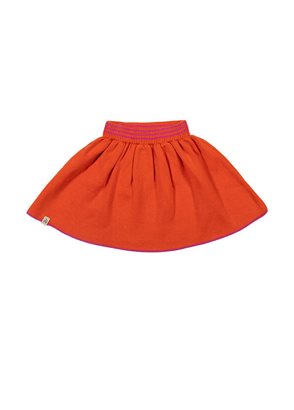 Beetlebeez Striped Orange Pleated Girl's Knitwear Skirt - 1