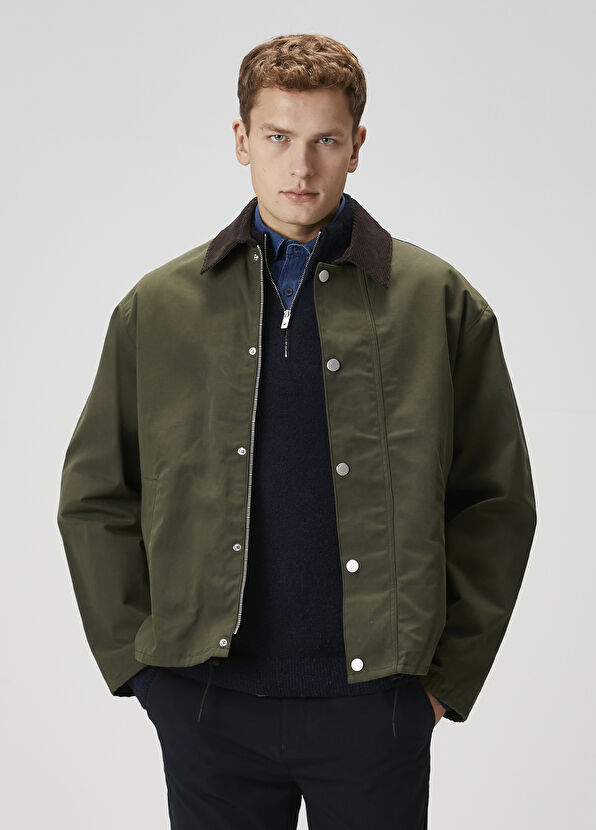 Beymen Club Khaki Collar Velvet Inserted Coat - 1