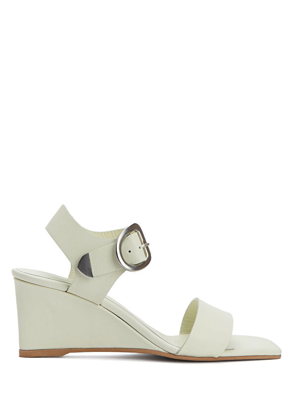 Beymen Club Ecru Amorphous Buckle Women's Leather Sandals - 1
