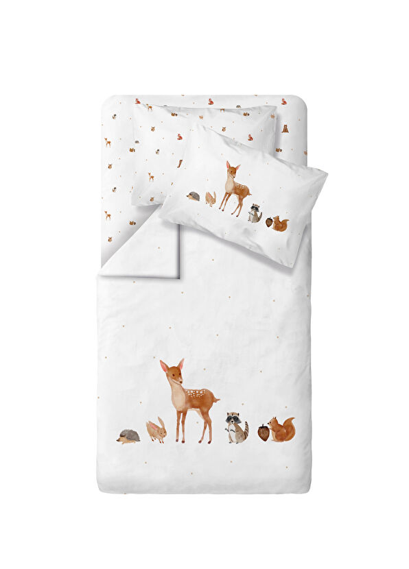 Casadora Baby Forest Amigos %100 Organik Pamuk Saten Bebek Nevresim Takımı 100 x 150 cm - 1