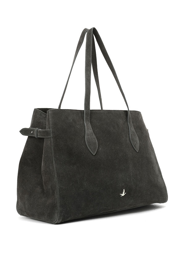 Beymen Club Anthracite Women's Large Suede Bag - 2