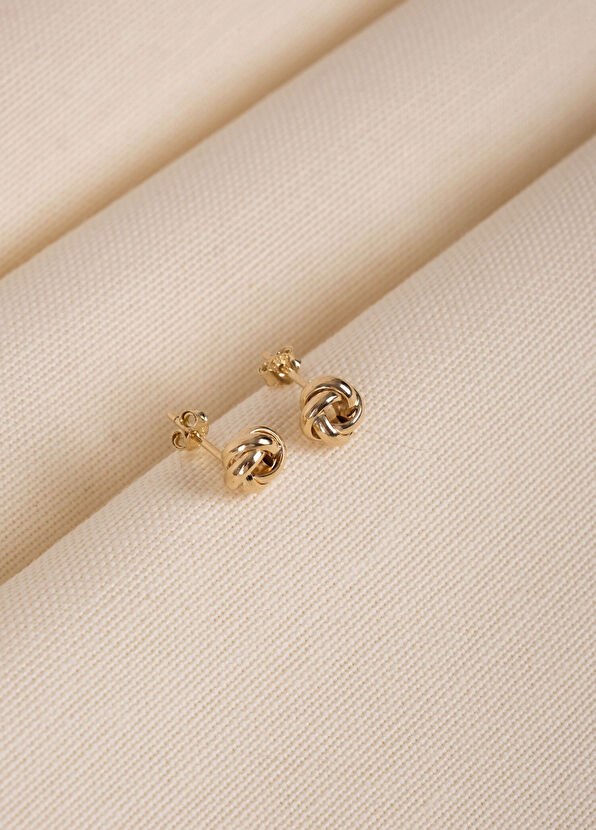 Safir Mücevher Sevgi Düğümü 14 Ayar Altın Kadın Küpe - 2