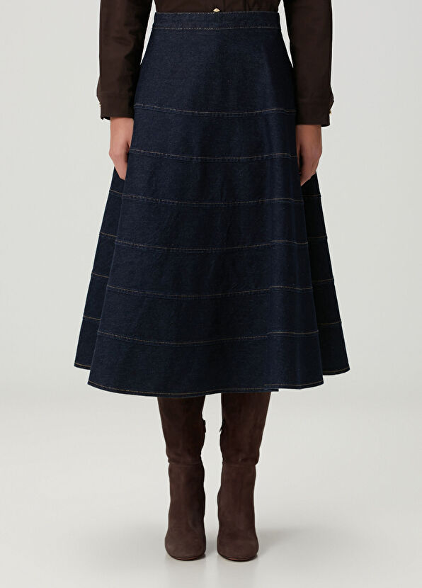 Beymen Collection Indigo Midi Denim Etek - 2