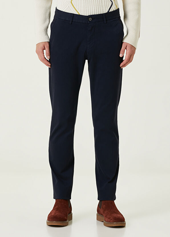 Beymen Club Navy Blue Soft Textured Twill Chino Trousers - 2