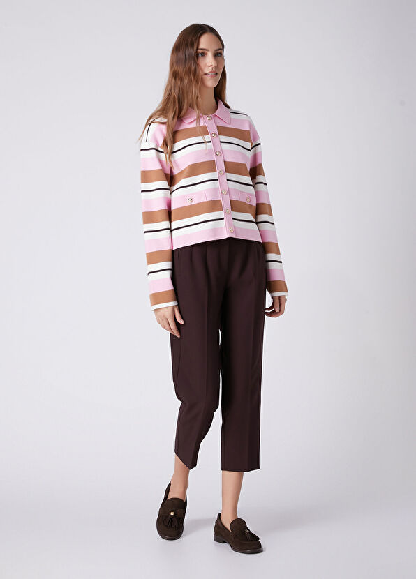 Beymen Club Pink Striped Polo Cardigan - 4