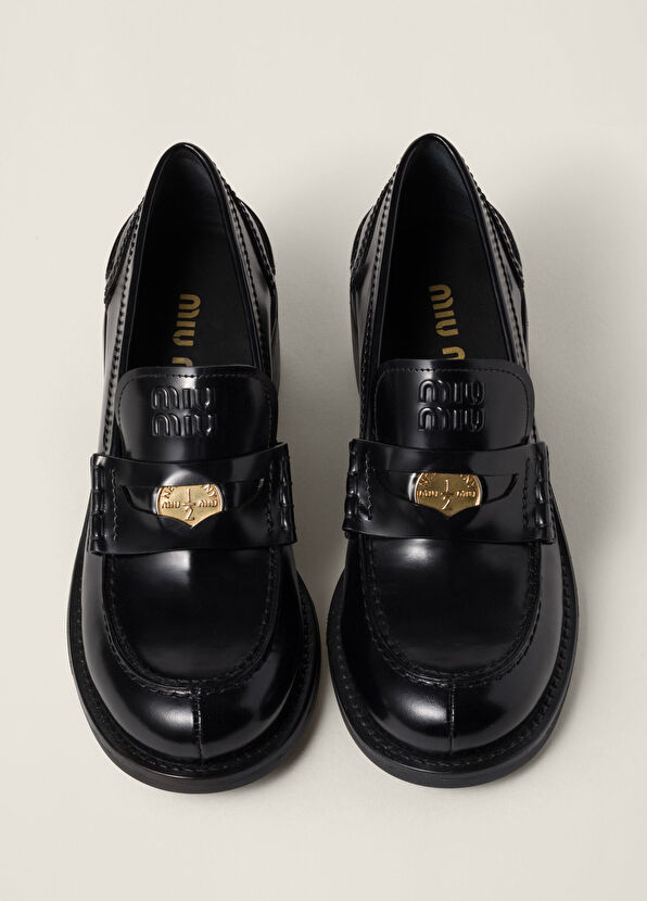 Miu Miu Brushed Leather Women's Loafers Shoes - 4