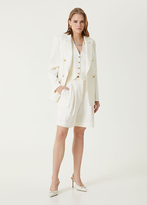 Beymen Club Kırık Beyaz Keten Yelek - 3