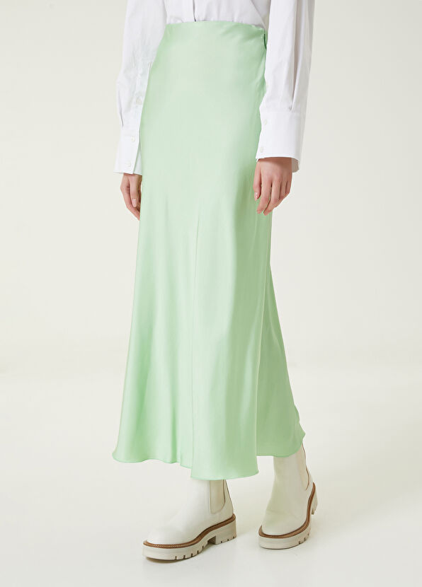Beymen Club Açık Yeşil Midi Saten Etek - 2