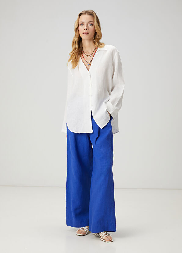 Beymen Club Mavi Keten Pantolon - 1