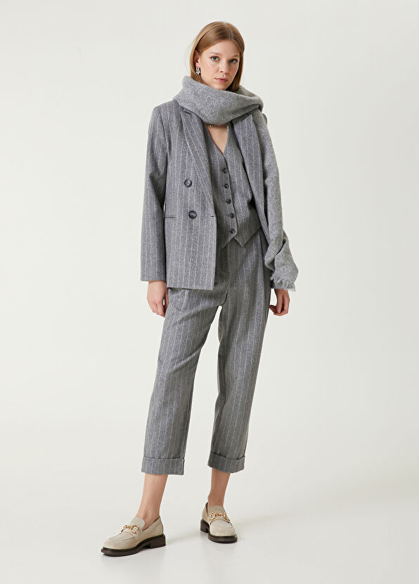 Beymen Club Gray Stripes Wool Pants - 1