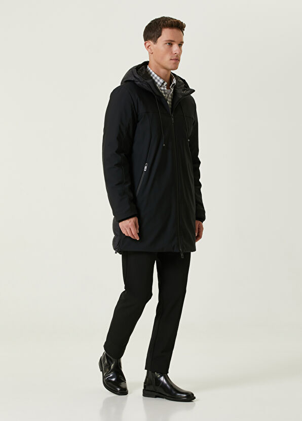 Beymen Club Siyah Kapüşonlu Garni Detaylı Kaban - 3