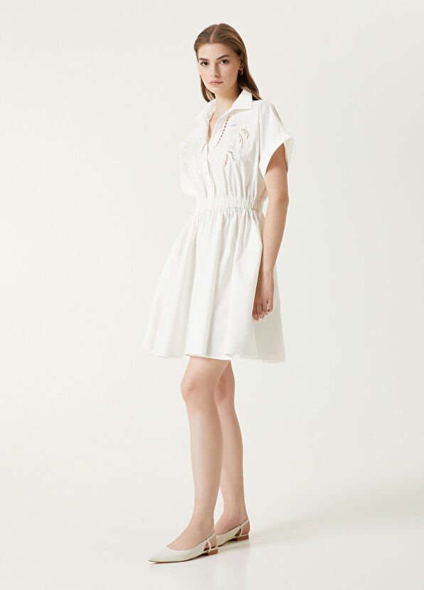 Beymen Club Beyaz Beli Büzgülü Mini Elbise - 4