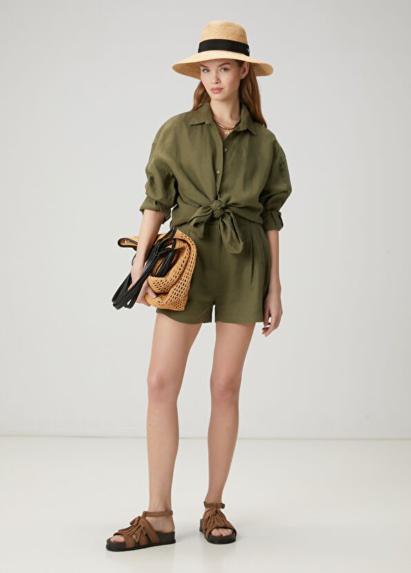 Beymen Club Haki Keten Şort - 3