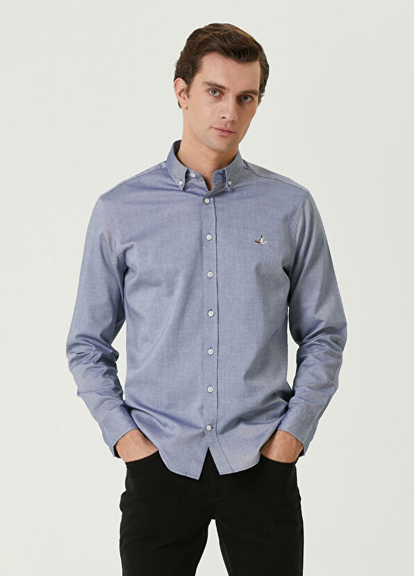 Beymen Club Comfort Fit Indigo Oxford Gömlek - 1