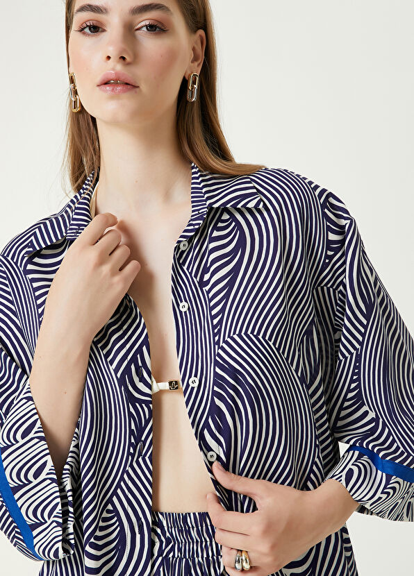 Beymen Club Navy White Silk Shirt - 2