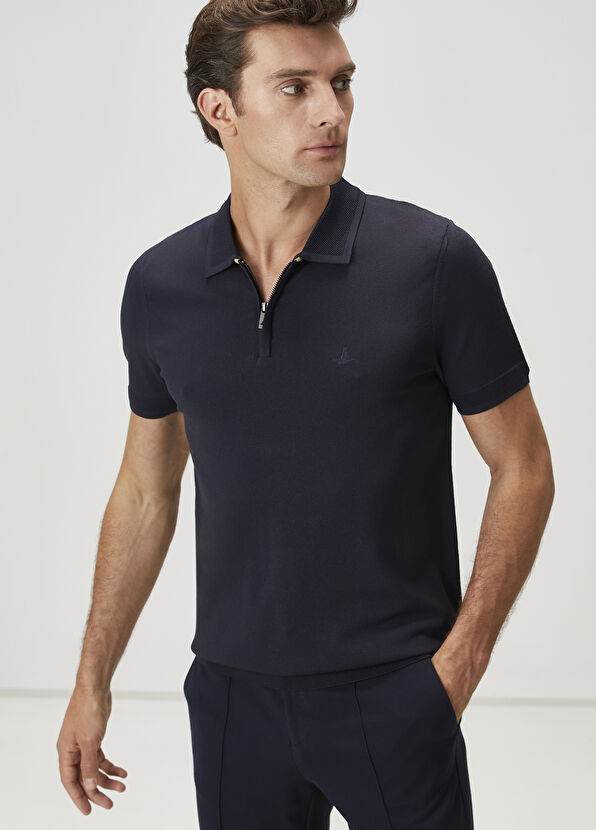 Beymen Club Navy Blue Short Sleeve Polo Sweater - 2