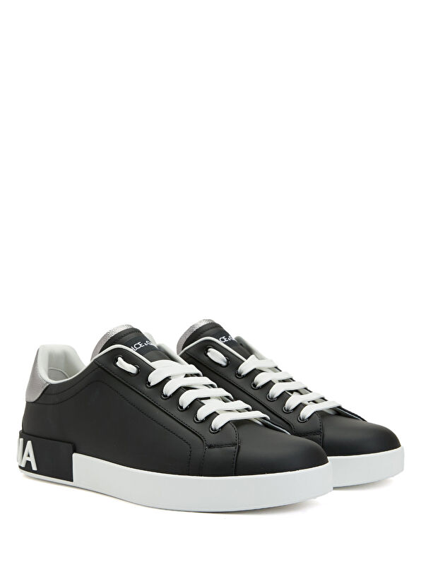 Dolce&Gabbana Portofino Black And White Logo Detailed Mens Leath - 2