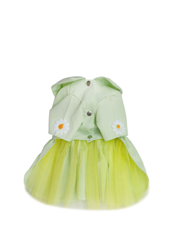 Mer.Paww Yeşil Çiçek Desenli Kedi ve Köpek Elbisesi - 2