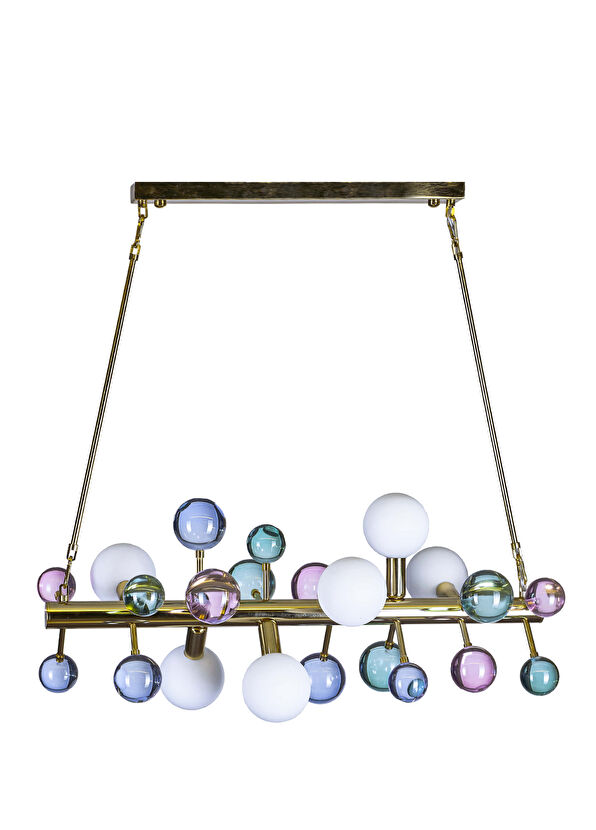 Dimlighting Design Bubble Metal Glass Detailed Horizontal Pendant Chandelier - 1