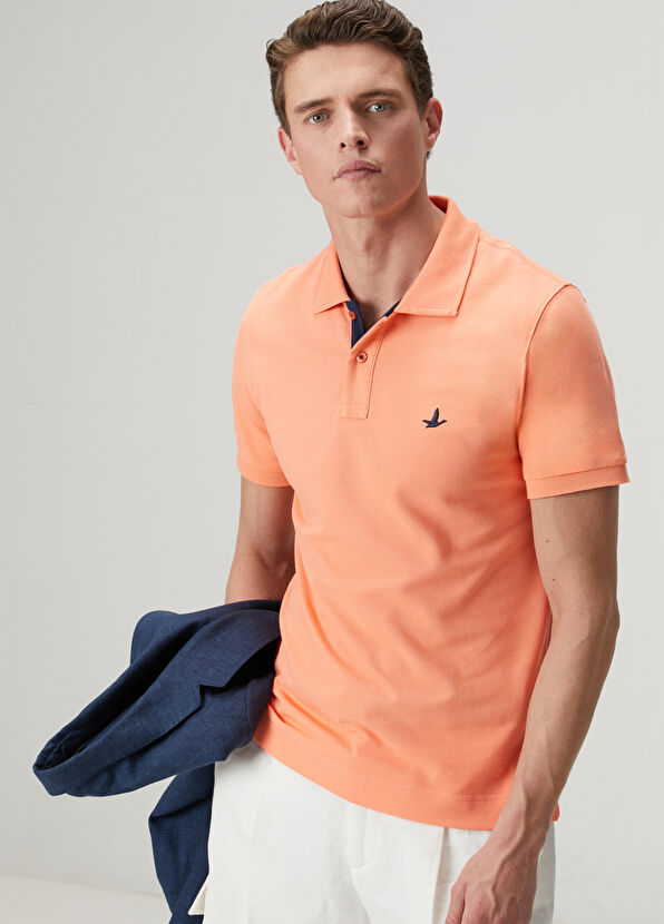 Beymen Club Somon Slim Fit Yaka Altı Baskılı Basic Polo Tshirt - 2