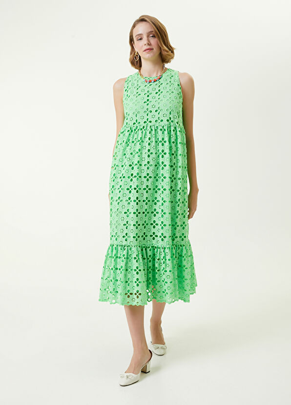Beymen Club Yeşil Nakışlı Midi Elbise - 1
