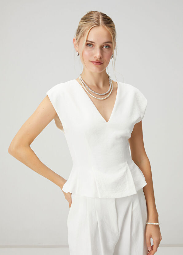 Beymen Club Off White Twill Blouse - 1