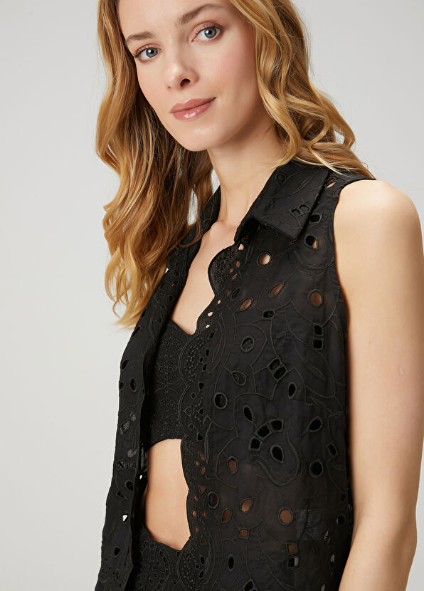 Beymen Club Black Embroidered Sleeveless Shirt - 2