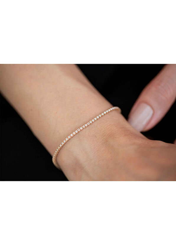 Reis Kuyumculuk Su Yolu 14 Ayar Kadın Rose Altın Pırlanta Bileklik - 4