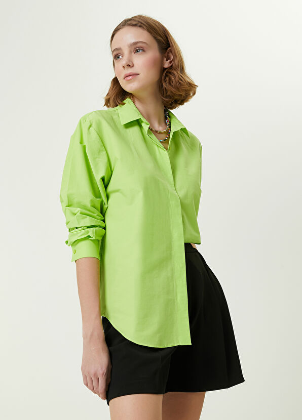 Beymen Club Yeşil Poplin Boyfriend Gömlek - 1