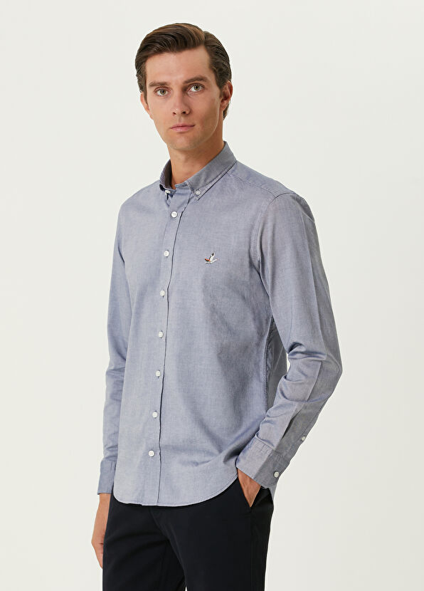 Beymen Club Slim Fit Koyu Mavi Oxford Gömlek - 4