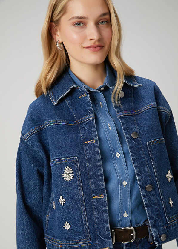 Beymen Club Indigo Taşlı Denim Ceket - 2