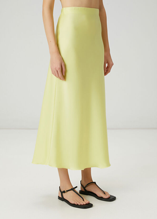 Beymen Club Neon Sarı Maksi Evaze Saten Etek - 3