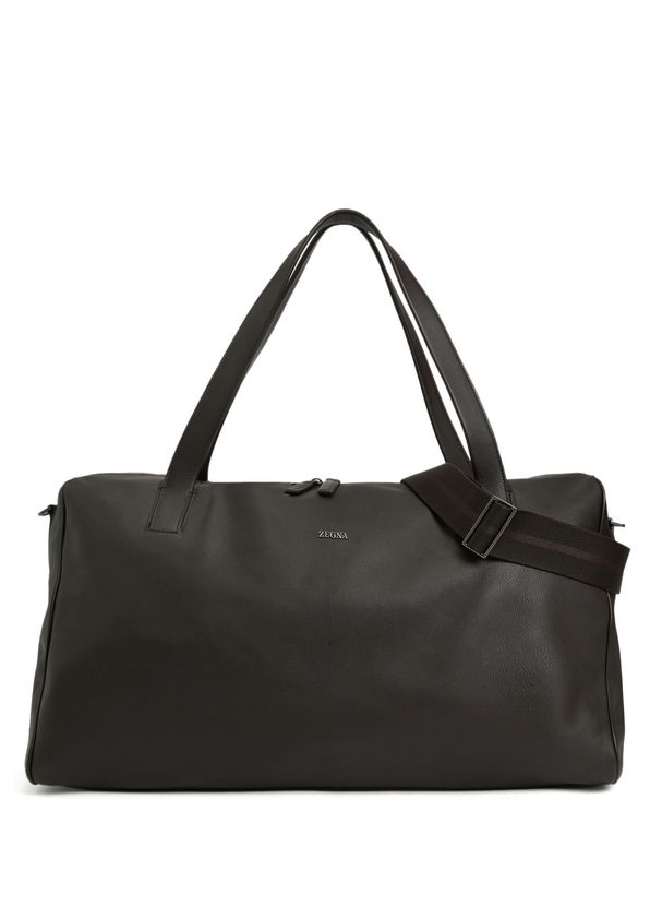 Zegna Dark Brown Men's Leather Travel Bag - 1