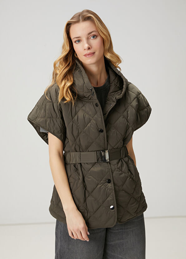 Beymen Club Khaki Hooded Quilted Vest - 1