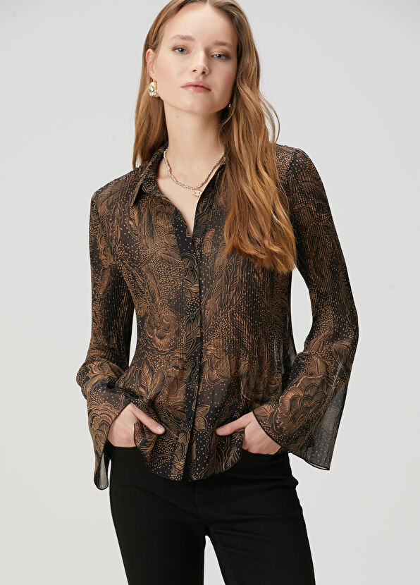 Beymen Club Brown Pleats Chiffon Shirt - 4