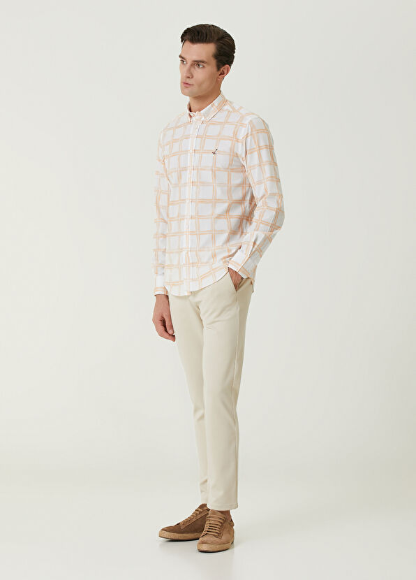 Beymen Club Comfort Fit Orange Faded Check Shirt - 3