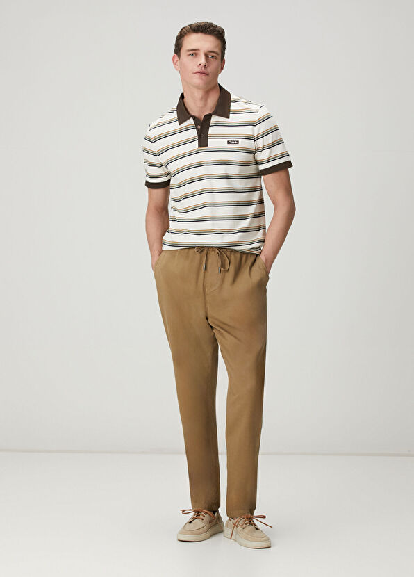 Beymen Club Yeşil Ekru Çizgili Comfort Fit Polo T-shirt - 3