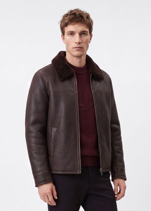 Beymen Club Koyu Kahverengi Shearling Yaka Deri Mont - 1