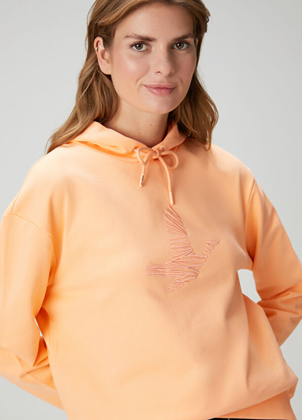 Beymen Club Şeftali Kapüşonlu Karalama Kuş Nakışlı Sweatshirt - 2